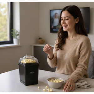 Bella Hot Air Popcorn Maker Healthier Choice No Oil Portable Small BLACK 1200W